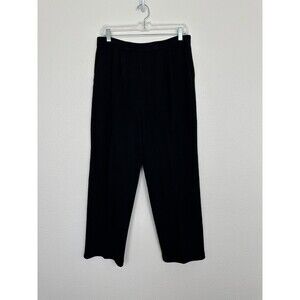 St John Santana Knit Straight Leg Crop High Waisted Pants Black Stretch Size 10